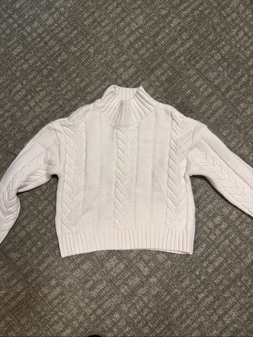 Mango Cream Cable Knit Turtleneck Sweater